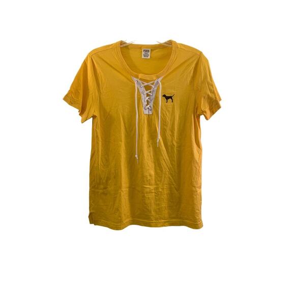 PINK Women’s Yellow Dog Short Sleeve Top / Size: Medium - Picture 1 of 6
